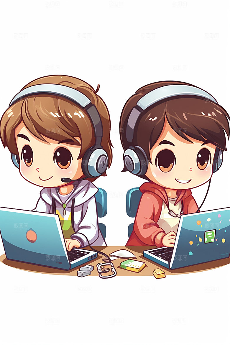 儿童编程聪明天才插画