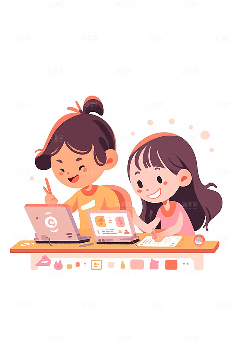 儿童编程聪明天才插画
