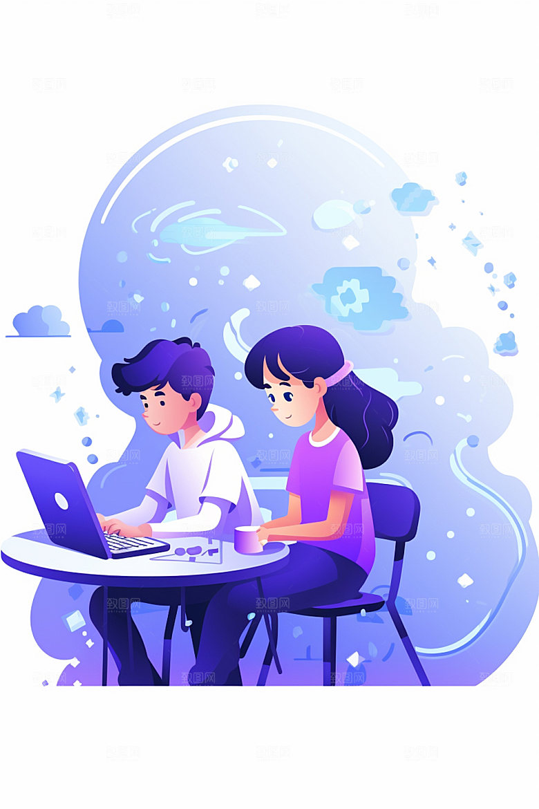 儿童编程天才智力开发插画