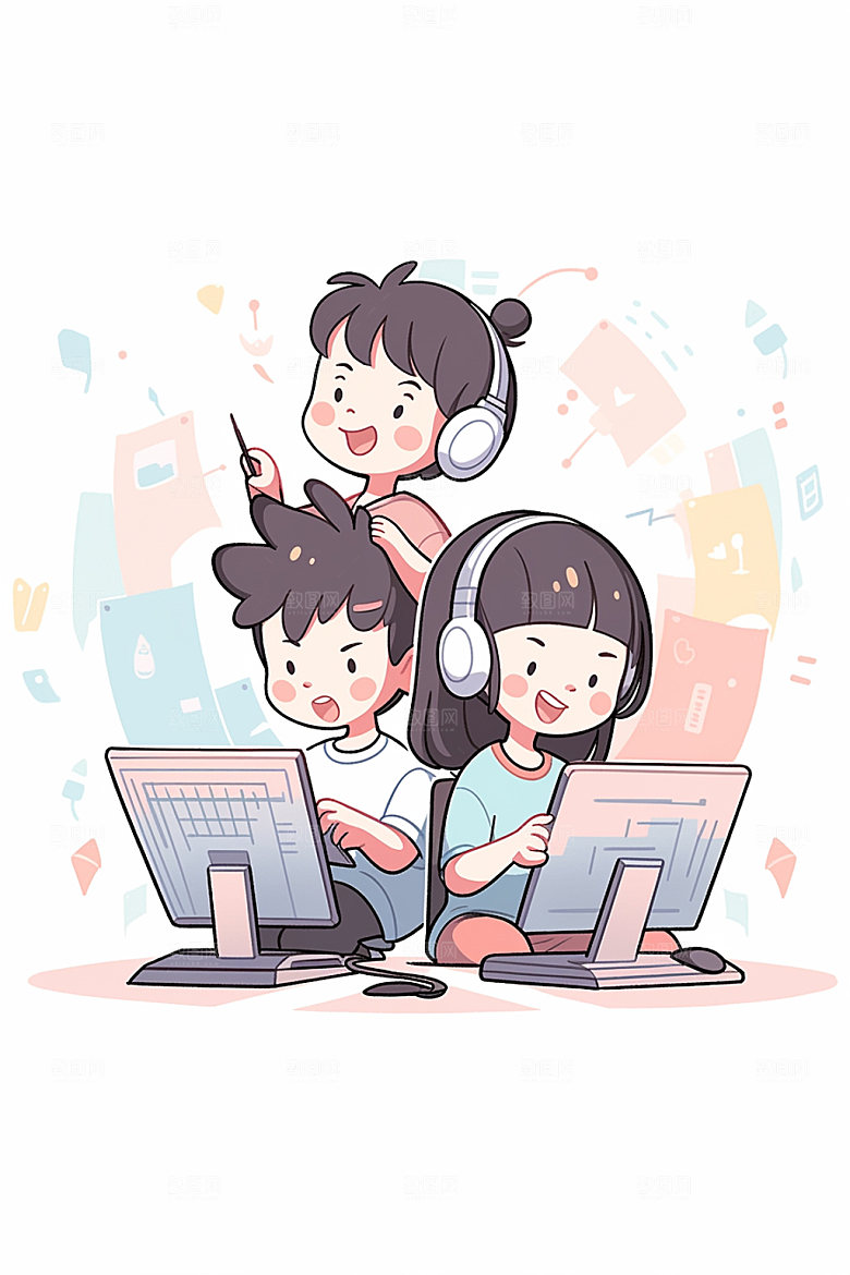 儿童编程聪明智力开发插画