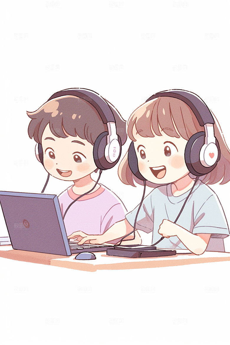 儿童编程电脑智力开发插画