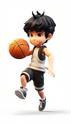 儿童篮球卡通运动人物模型