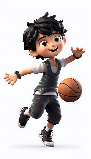 儿童篮球卡通高清人物模型