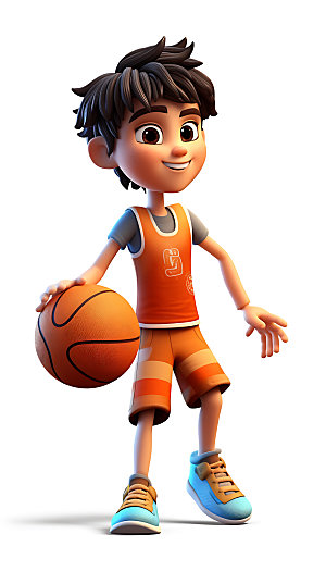 儿童篮球卡通3D人物模型