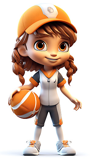 儿童篮球锻炼3D人物模型