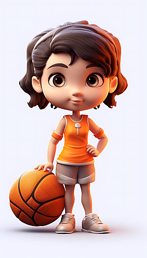 儿童篮球锻炼卡通人物模型