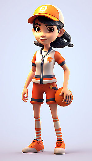 儿童篮球3D立体人物模型