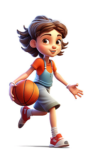 儿童篮球3D体育人物模型