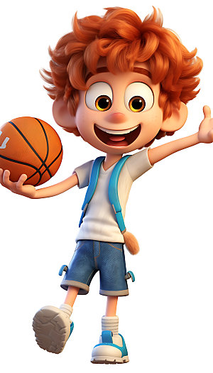 儿童篮球立体3D人物模型