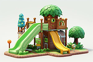 儿童乐园游乐园彩色模型