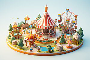 儿童乐园场景游乐园模型