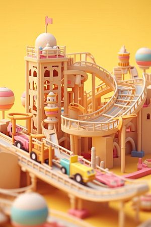 儿童乐园彩色游乐场模型