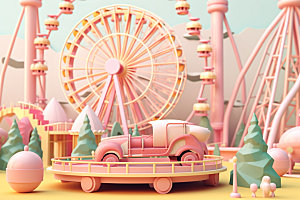 儿童乐园彩色游乐设施模型