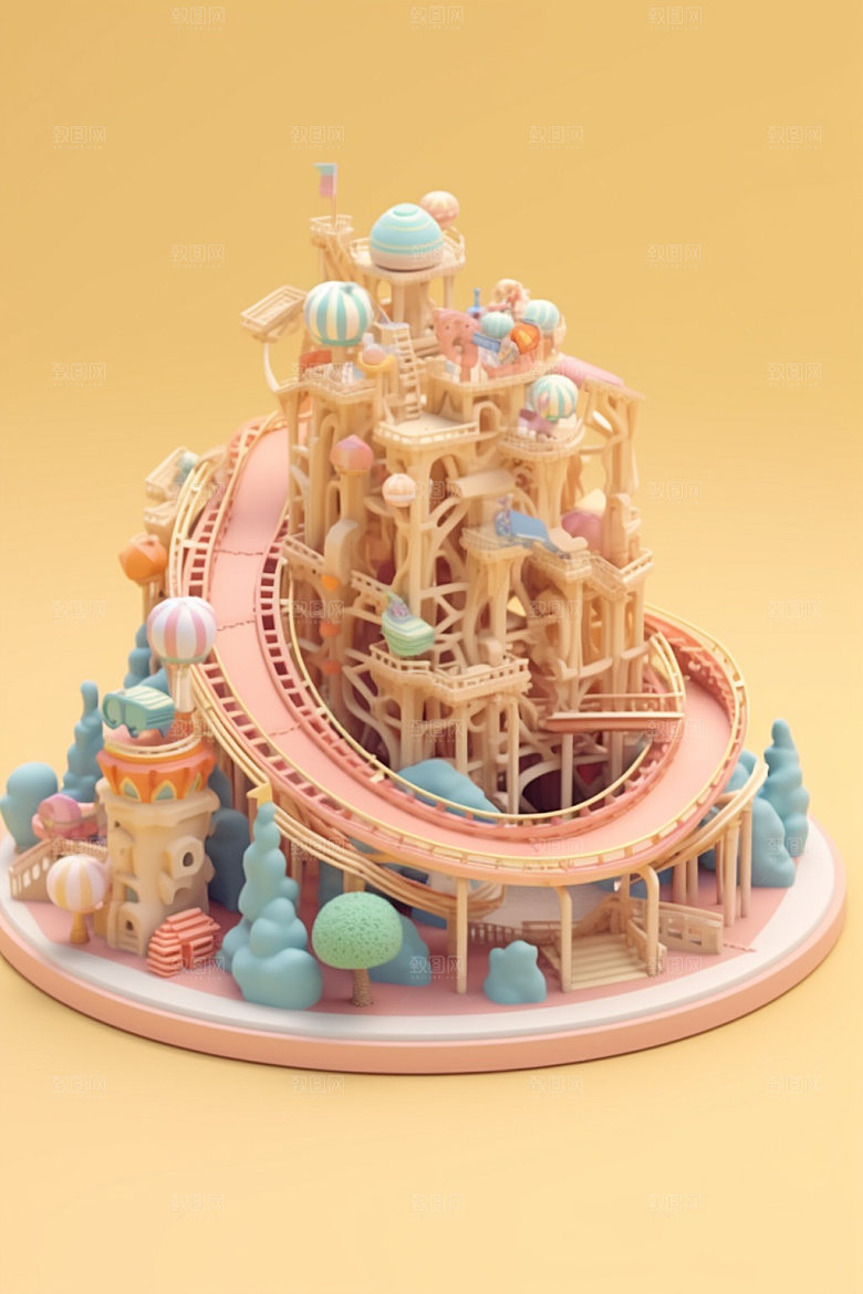 儿童乐园3D游乐设施模型
