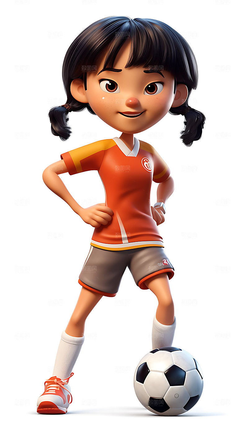 儿童足球3D锻炼人物模型