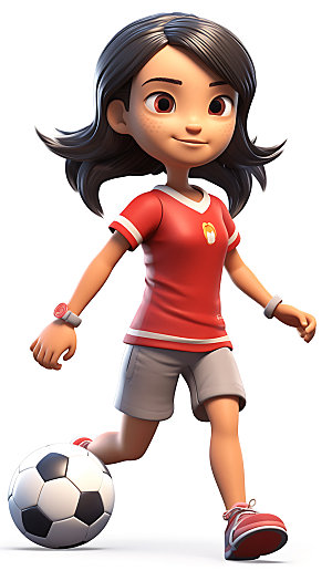 儿童足球3D高清人物模型