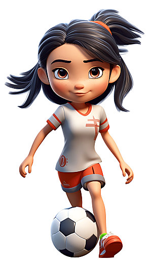 儿童足球3D体育人物模型