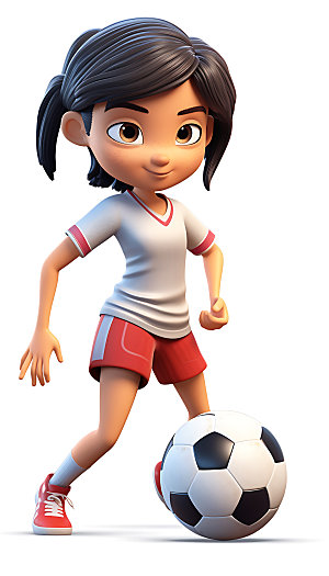 儿童足球3D体育人物模型