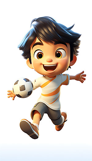 儿童足球卡通运动人物模型