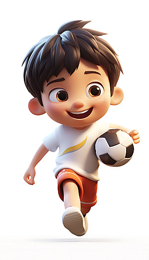 儿童足球3D卡通人物模型
