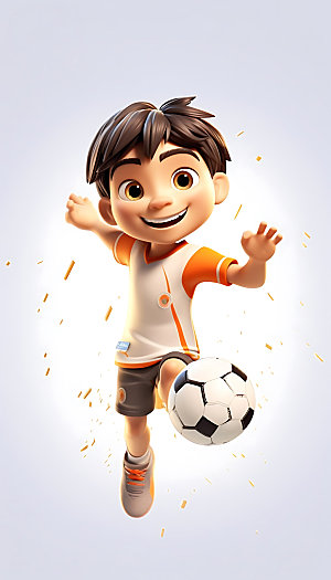 儿童足球体育运动人物模型