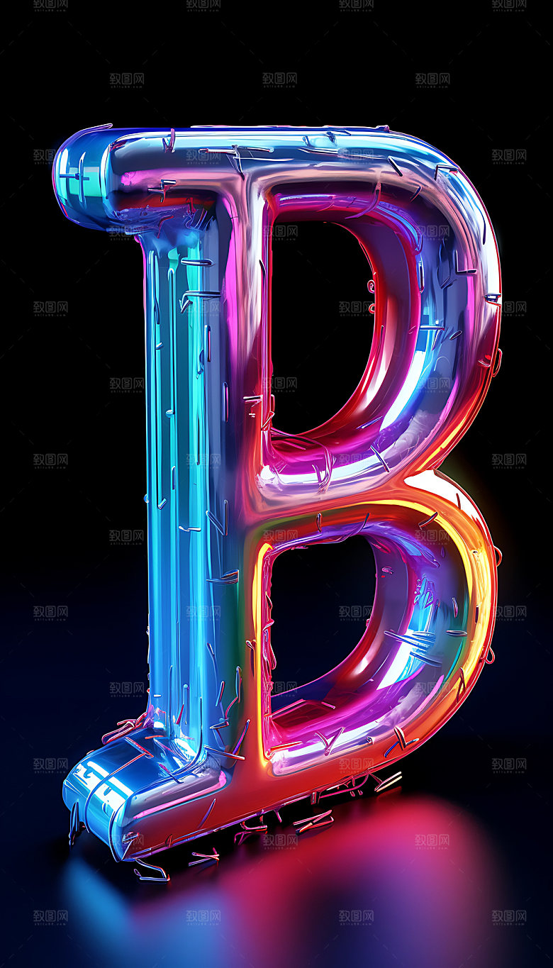 镭射字母3D赛博朋克模型