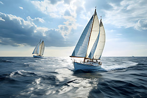 帆船大气航海摄影图