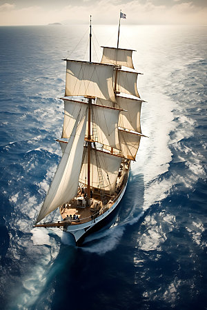 帆船乘风破浪航海摄影图