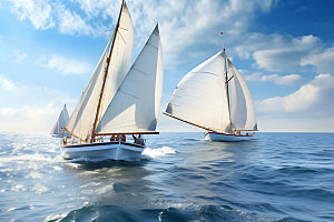 帆船乘风破浪航海摄影图