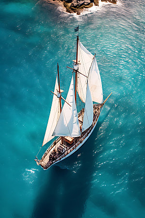 帆船大气航海摄影图