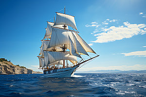 帆船航海乘风破浪企业精神摄影图