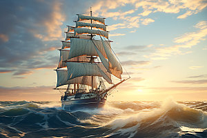 帆船航海奋斗机遇摄影图