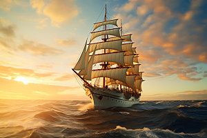 帆船航海航行拼搏摄影图