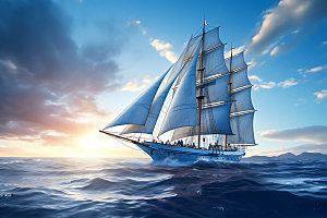 帆船航海拼搏企业文化摄影图