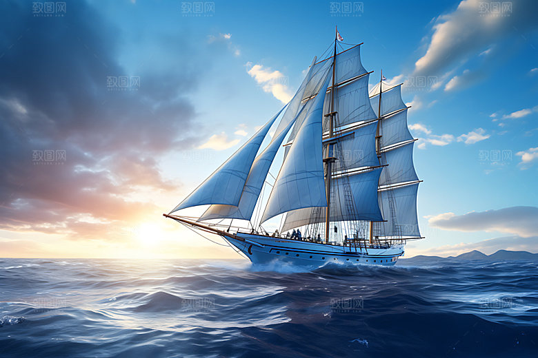 帆船航海拼搏企业文化摄影图