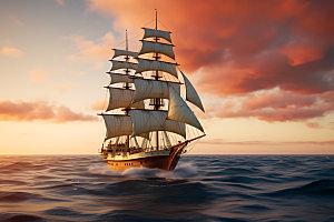 帆船航海企业精神乘风破浪摄影图