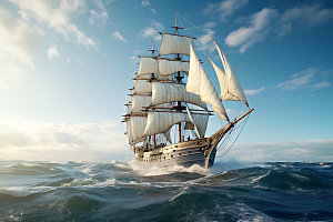 帆船航海乘风破浪挑战摄影图