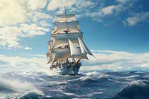 帆船航海奋斗企业精神摄影图