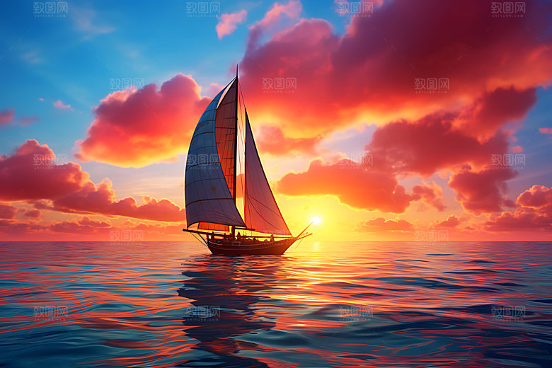 帆船航海机遇乘风破浪摄影图