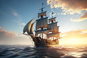 帆船航海努力企业文化摄影图