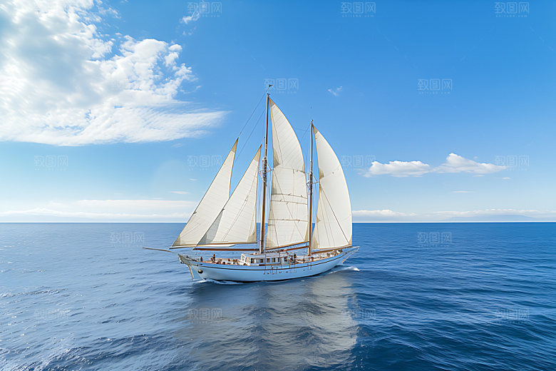 帆船航海拼搏乘风破浪摄影图
