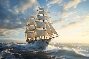 帆船航海乘风破浪航行摄影图