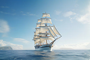 帆船航海企业精神拼搏摄影图