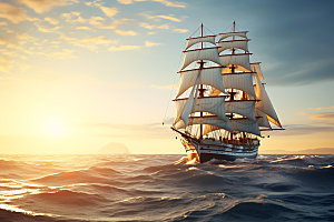 帆船航海拼搏奋斗摄影图