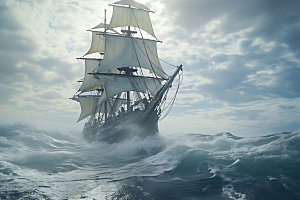 帆船航海航行乘风破浪摄影图