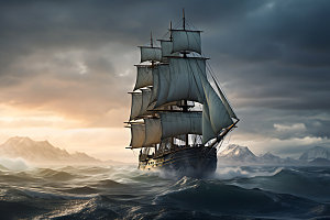 帆船航海企业精神拼搏摄影图