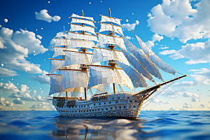 帆船航海乘风破浪企业文化摄影图