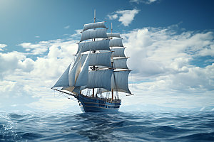 帆船航海拼搏企业文化摄影图