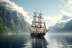 帆船航海奋斗拼搏摄影图