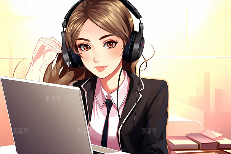 翻译官记者卡通插画